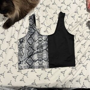 Black and Snake Print Crop Top
